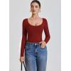 imageAvidlove Bodysuits for Women Long Sleeve Body Suits Womens Scoop Neck Bodysuit Double Lined TopsWine Red