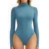 imageAvidlove Bodysuits for Women High Neck Long Sleeve Body Suits Snap Closure Double Lined Mock Neck Bodysuit SoftDark Blue