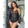 imageAvidlove Teddy Lingerie for Women Sexy Cut Out Lace Bodysuit One Piece Criss Cross Backless Mini BabydollBlack