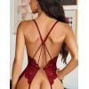 imageAvidlove Teddy Lingerie for Women Sexy Cut Out Lace Bodysuit One Piece Criss Cross Backless Mini BabydollBurgundy
