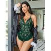 imageAvidlove Teddy Lingerie for Women Sexy Cut Out Lace Bodysuit One Piece Criss Cross Backless Mini BabydollGreen