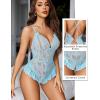 imageAvidlove Teddy Lingerie for Women Sexy Cut Out Lace Bodysuit One Piece Criss Cross Backless Mini BabydollLight Blue