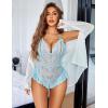 imageAvidlove Teddy Lingerie for Women Sexy Cut Out Lace Bodysuit One Piece Criss Cross Backless Mini BabydollLight Blue