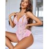imageAvidlove Teddy Lingerie for Women Sexy Cut Out Lace Bodysuit One Piece Criss Cross Backless Mini BabydollPink