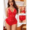 imageAvidlove Teddy Lingerie for Women Sexy Cut Out Lace Bodysuit One Piece Criss Cross Backless Mini BabydollRed