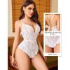 imageAvidlove Teddy Lingerie for Women Sexy Cut Out Lace Bodysuit One Piece Criss Cross Backless Mini BabydollWhite