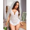 imageAvidlove Teddy Lingerie for Women Sexy Cut Out Lace Bodysuit One Piece Criss Cross Backless Mini BabydollWhite