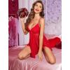 imageAvidlove Women Lingerie Lace Babydoll V Neck Sexy Sleepwear Strap ChemiseAred Sequin