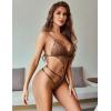 imageAvidlove Women Lingeries Deep V Teddy Lingerie Sexy Lace Bodysuit Cut Out One Piece Mini BabydollBeige