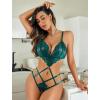 imageAvidlove Women Lingeries Deep V Teddy Lingerie Sexy Lace Bodysuit Cut Out One Piece Mini BabydollBlue Green