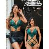 imageAvidlove Women Lingeries Deep V Teddy Lingerie Sexy Lace Bodysuit Cut Out One Piece Mini BabydollBlue Green
