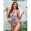 imageAvidlove Women Lingeries Deep V Teddy Lingerie Sexy Lace Bodysuit Cut Out One Piece Mini BabydollLavender