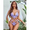 imageAvidlove Women Lingeries Deep V Teddy Lingerie Sexy Lace Bodysuit Cut Out One Piece Mini BabydollLavender