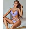 imageAvidlove Women Lingeries Deep V Teddy Lingerie Sexy Lace Bodysuit Cut Out One Piece Mini BabydollLavender