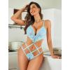 imageAvidlove Women Lingeries Deep V Teddy Lingerie Sexy Lace Bodysuit Cut Out One Piece Mini BabydollLight Blue