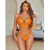 imageAvidlove Women Lingeries Deep V Teddy Lingerie Sexy Lace Bodysuit Cut Out One Piece Mini BabydollOrange
