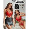 imageAvidlove Women Lingeries Deep V Teddy Lingerie Sexy Lace Bodysuit Cut Out One Piece Mini BabydollRed