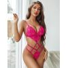 imageAvidlove Women Lingeries Deep V Teddy Lingerie Sexy Lace Bodysuit Cut Out One Piece Mini BabydollRose Red