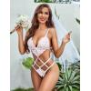 imageAvidlove Women Lingeries Deep V Teddy Lingerie Sexy Lace Bodysuit Cut Out One Piece Mini BabydollWhite