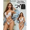 imageAvidlove Women Lingeries Deep V Teddy Lingerie Sexy Lace Bodysuit Cut Out One Piece Mini BabydollWhite