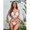imageAvidlove Women Lingeries Deep V Teddy Lingerie Sexy Lace Bodysuit Cut Out One Piece Mini BabydollWhite