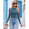 imageAvidlove Women Long Sleeve Bodysuit Crew Neck Body Suits Mesh One Piece Leotards Shirt Going Out Bodysuit TopsDark Blue