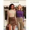 imageAvidlove Women Long Sleeve Bodysuit Crew Neck Body Suits Mesh One Piece Leotards Shirt Going Out Bodysuit TopsDark Purple