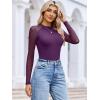 imageAvidlove Women Long Sleeve Bodysuit Crew Neck Body Suits Mesh One Piece Leotards Shirt Going Out Bodysuit TopsDark Purple