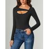 imageAvidlove Women Long Sleeve Bodysuit Scoop Neck Cutout Thong Body Suits Double Lined Slim Fitted Leotard Going Out TopsBlack