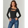 imageAvidlove Women Long Sleeve Bodysuit Scoop Neck Cutout Thong Body Suits Double Lined Slim Fitted Leotard Going Out TopsBlack