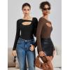 imageAvidlove Women Long Sleeve Bodysuit Scoop Neck Cutout Thong Body Suits Double Lined Slim Fitted Leotard Going Out TopsBlack