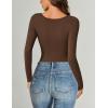 imageAvidlove Women Long Sleeve Bodysuit Scoop Neck Cutout Thong Body Suits Double Lined Slim Fitted Leotard Going Out TopsBrown