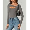 imageAvidlove Women Long Sleeve Bodysuit Scoop Neck Cutout Thong Body Suits Double Lined Slim Fitted Leotard Going Out TopsDark Grey