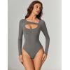 imageAvidlove Women Long Sleeve Bodysuit Scoop Neck Cutout Thong Body Suits Double Lined Slim Fitted Leotard Going Out TopsDark Grey