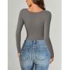 imageAvidlove Women Long Sleeve Bodysuit Scoop Neck Cutout Thong Body Suits Double Lined Slim Fitted Leotard Going Out TopsDark Grey