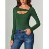 imageAvidlove Women Long Sleeve Bodysuit Scoop Neck Cutout Thong Body Suits Double Lined Slim Fitted Leotard Going Out TopsGreen