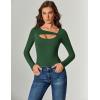 imageAvidlove Women Long Sleeve Bodysuit Scoop Neck Cutout Thong Body Suits Double Lined Slim Fitted Leotard Going Out TopsGreen