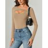 imageAvidlove Women Long Sleeve Bodysuit Scoop Neck Cutout Thong Body Suits Double Lined Slim Fitted Leotard Going Out TopsKhaki