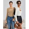 imageAvidlove Women Long Sleeve Bodysuit Scoop Neck Cutout Thong Body Suits Double Lined Slim Fitted Leotard Going Out TopsKhaki