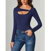 imageAvidlove Women Long Sleeve Bodysuit Scoop Neck Cutout Thong Body Suits Double Lined Slim Fitted Leotard Going Out TopsNavy Blue