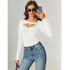 imageAvidlove Women Long Sleeve Bodysuit Scoop Neck Cutout Thong Body Suits Double Lined Slim Fitted Leotard Going Out TopsWhite