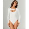 imageAvidlove Women Long Sleeve Bodysuit Scoop Neck Cutout Thong Body Suits Double Lined Slim Fitted Leotard Going Out TopsWhite
