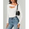 imageAvidlove Women Long Sleeve Bodysuit Scoop Neck Cutout Thong Body Suits Double Lined Slim Fitted Leotard Going Out TopsWhite