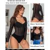 imageAvidlove Women Long Sleeve Bodysuit Sparkle Body Suits Top Mesh One Piece Leotard Shirt Going Out Tops Fall Outfits SXXLBlack