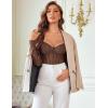 imageAvidlove Women Long Sleeve Bodysuit Sparkle Body Suits Top Mesh One Piece Leotard Shirt Going Out Tops Fall Outfits SXXLBrown