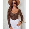 imageAvidlove Women Long Sleeve Bodysuit Sparkle Body Suits Top Mesh One Piece Leotard Shirt Going Out Tops Fall Outfits SXXLBrown