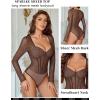 imageAvidlove Women Long Sleeve Bodysuit Sparkle Body Suits Top Mesh One Piece Leotard Shirt Going Out Tops Fall Outfits SXXLBrown