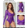 imageAvidlove Women Long Sleeve Bodysuit Sparkle Body Suits Top Mesh One Piece Leotard Shirt Going Out Tops Fall Outfits SXXLPurple
