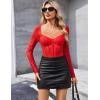 imageAvidlove Women Long Sleeve Bodysuit Sparkle Body Suits Top Mesh One Piece Leotard Shirt Going Out Tops Fall Outfits SXXLRed