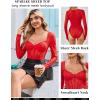imageAvidlove Women Long Sleeve Bodysuit Sparkle Body Suits Top Mesh One Piece Leotard Shirt Going Out Tops Fall Outfits SXXLRed